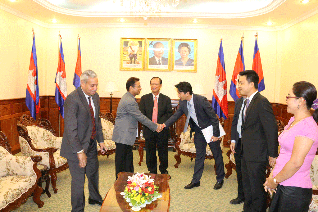 A Courtesy Call on H.E. Minister Tram Iv Tek by H.E. Naveen Srivastava, Ambassador of the Republic of India to the Kingdom of Cambodia.