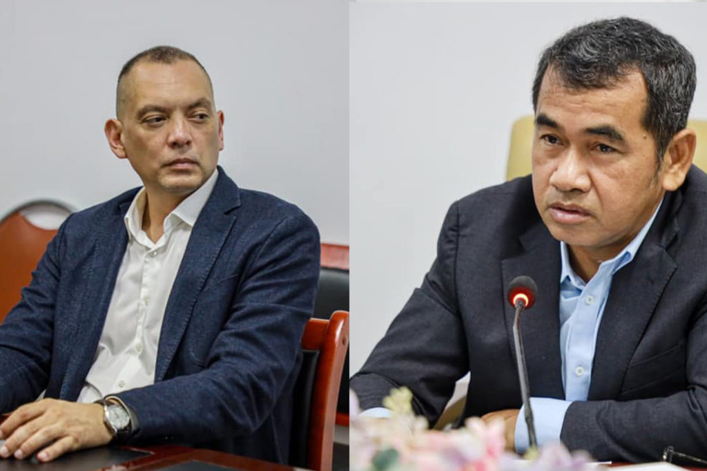 លោក ឯម ភាព អភិបាលរងខេត្តព្រះសីហនុ និងលោក Martin Ladner អ្នកគ្រប់គ្រងក្រុមហ៊ុន Doppelmayr Group នៃប្រទេសអូទ្រីស បានធ្វើបទបង្ហាញ ស្តីពីគម្រោងសម្បទាលើកន្ត្រកខ្សែរ៉កក្នុងវិស័យទេសចរណ៍ នៅសាលាខេត្តព្រះសីហនុ