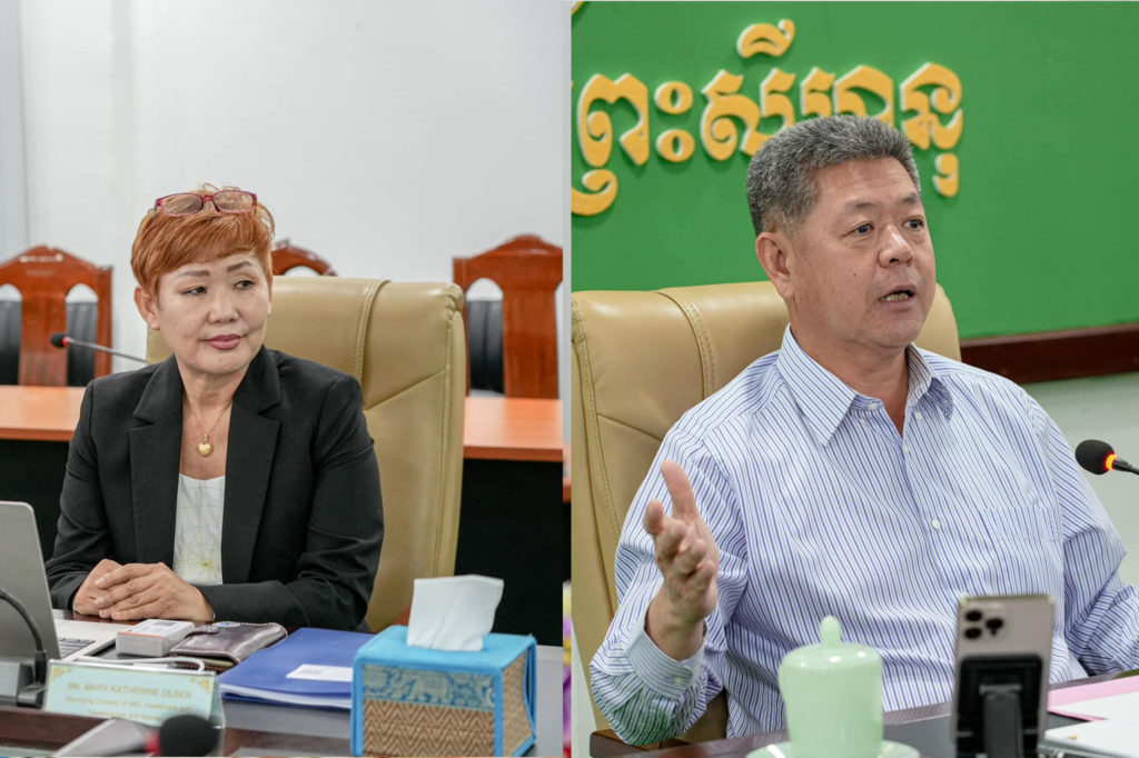 ឯកឧត្តម គួច ចំរើន អភិបាល នៃគណៈអភិបាលខេត្តព្រះសីហនុ អញ្ជើញស្តាប់បទបង្ហាញ ស្តីពីលទ្ធផលនៃការស្រាវជ្រាវអំពីវឌ្ឍនភាព និងទស្សនវិស័យ នៃការអភិវឌ្ឍនាពេលអនាគតនៅកម្ពុជា ដោយលោកស្រី ម៉ារី ខេតធារីន អ៊ុលស៊ិន