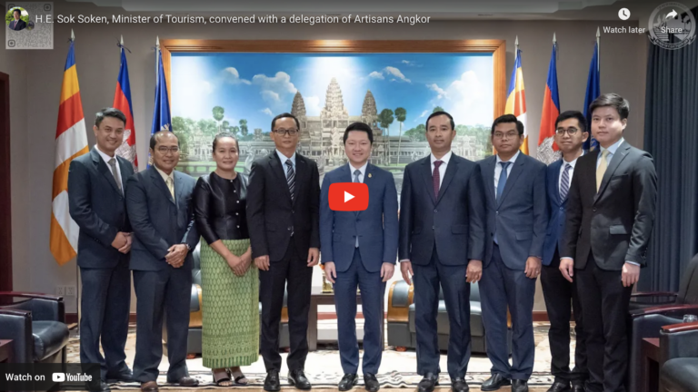 H.E. Sok Soken, Minister of Tourism, convened with a delegation of Artisans Angkor
